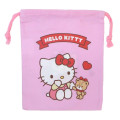 Japan Sanrio Drawstring Bag (S) - Hello Kitty & Bear / Pink - 1