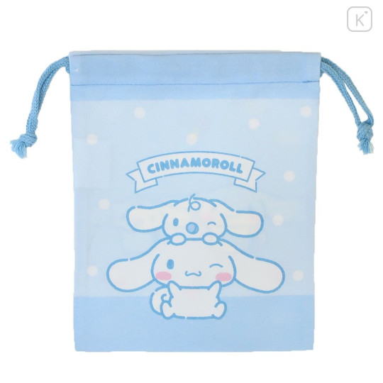Japan Sanrio Drawstring Bag (S) - Cinnamoroll & Milk / Blue Wink - 1