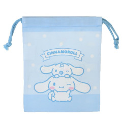Japan Sanrio Drawstring Bag (S) - Cinnamoroll & Milk / Blue Wink
