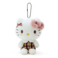 Japan Sanrio Mascot Holder - Hello Kitty : Fluffy Mocha Plaid - 1