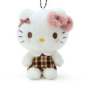 Japan Sanrio Mascot Holder - Hello Kitty : Fluffy Mocha Plaid - 2