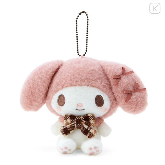 Japan Sanrio Mascot Holder - My Melody / Fluffy Mocha Plaid - 1