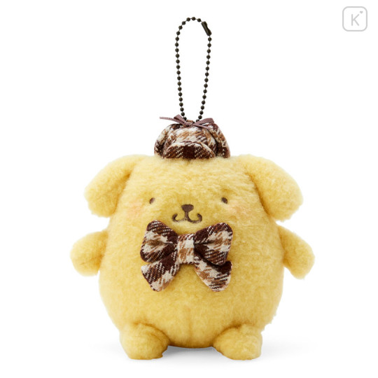 Japan Sanrio Mascot Holder - Pompompurin / Fluffy Mocha Plaid - 1