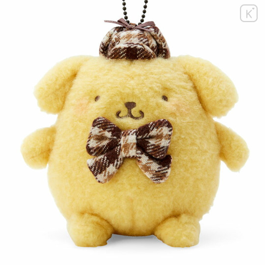 Japan Sanrio Mascot Holder - Pompompurin / Fluffy Mocha Plaid - 2