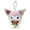 Japan Sanrio Mascot Holder - Kuromi / Fluffy Mocha Plaid - 1