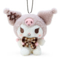Japan Sanrio Mascot Holder - Kuromi / Fluffy Mocha Plaid - 2