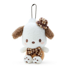 Japan Sanrio Mascot Holder - Pochacco / Fluffy Mocha Plaid