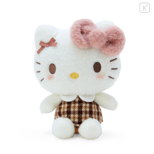 Japan Sanrio Stuffed Toy (S) - Hello Kitty / Fluffy Mocha Plaid - 1