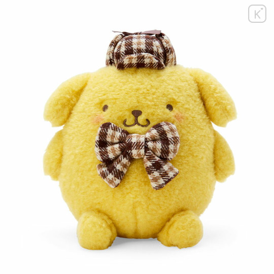 Japan Sanrio Stuffed Toy (S) - Pompompurin / Fluffy Mocha Plaid - 1