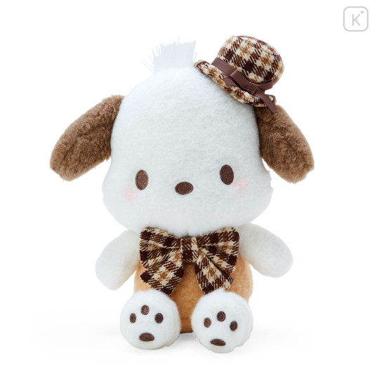Japan Sanrio Stuffed Toy (S) - Pochacco / Fluffy Mocha Plaid - 1