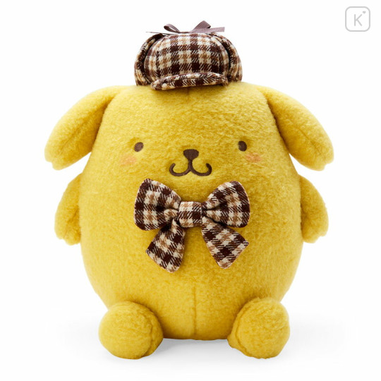 Japan Sanrio Stuffed Toy (M) - Pompompurin / Fluffy Mocha Plaid - 1