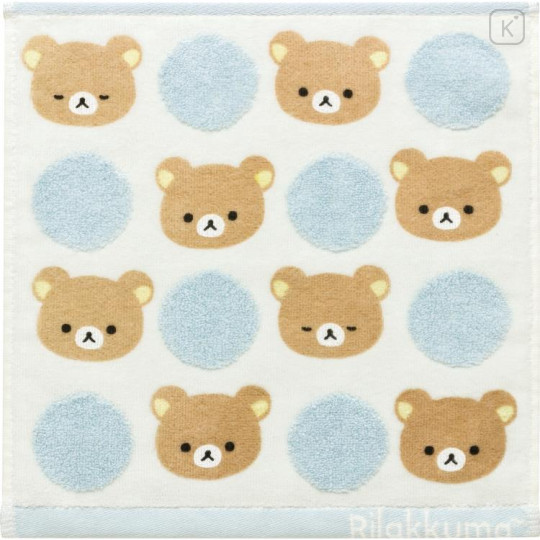 Japan San-X Mini Towel - Rilakkuma / Face & Polka Dots - 1