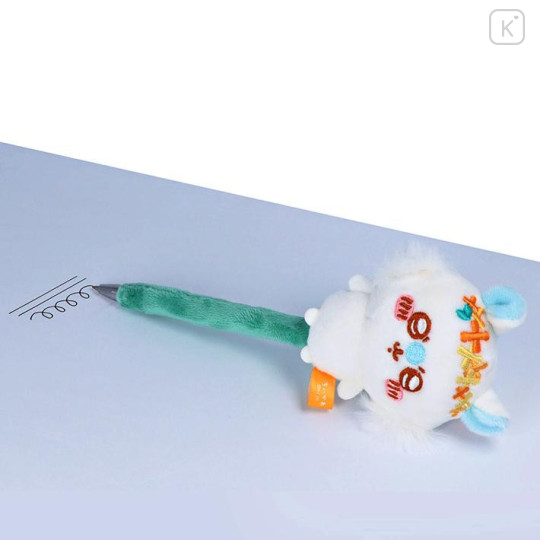 Japan Chiikawa Fluffy Mascot Ballpoint Pen - Momonga : Blush - 5
