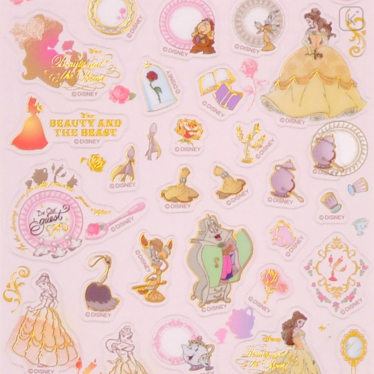 Japan Disney Store Clear Sticker - Belle : Clear Metallic Line - 3