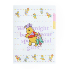 Japan Disney 3 Pocket A5 Clear File - Winnie the Pooh / Piglet White