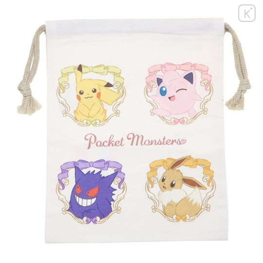 Japan Pokemon Drawstring Bag - Eevee / Pikachu / Gengar / Jigglypuff - 1