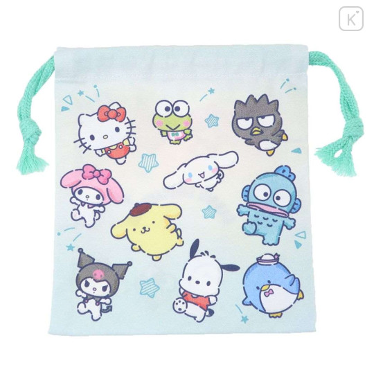 Japan Sanrio Drawstring Pouch - Characters / Mint - 1