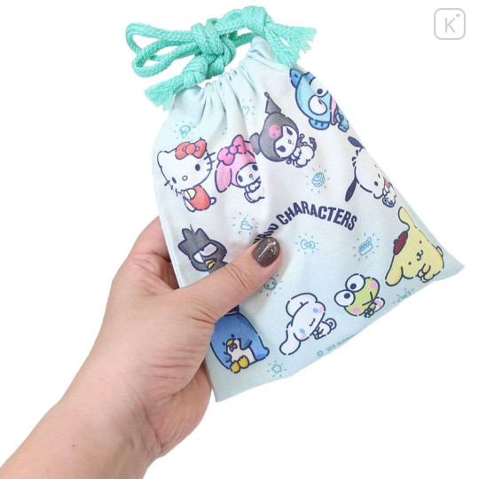 Japan Sanrio Drawstring Pouch - Characters / Mint - 2