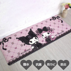 Japan Sanrio Wipeable Kitchen Mat - My Melody & Kuromi / Moonlit Melokuro Midnight