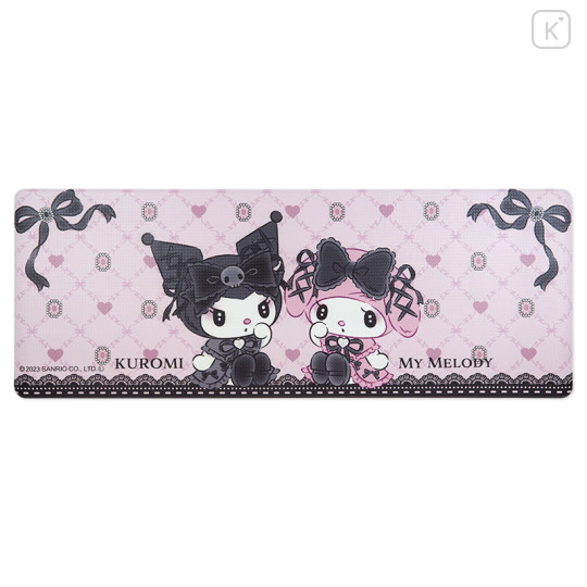 Japan Sanrio Wipeable Kitchen Mat - My Melody & Kuromi / Moonlit Melokuro Midnight - 2