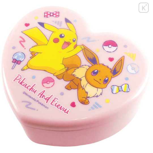 Japan Pokemon Jewelry Box Mirror & Drawer - Pikachu & Eevee : Heart Shape - 1
