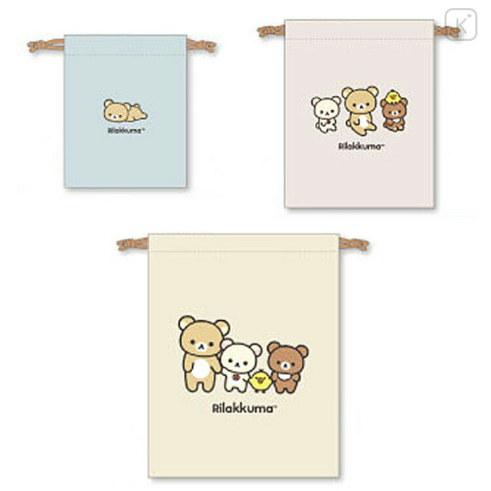 Japan San-X Drawstring Bag Set - Rilakkuma / New Basic Rilakkuma Vol.2 - 1