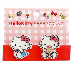 Japan Sanrio Glitter Clip 2pcs Set - Hello Kitty