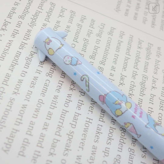 Japan Sanrio Two Color Mimi Pen - Tuxedosam : Light Blue Pink - 2