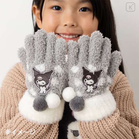 Japan Sanrio Original Kids Stretchy Gloves - Kuromi - 3