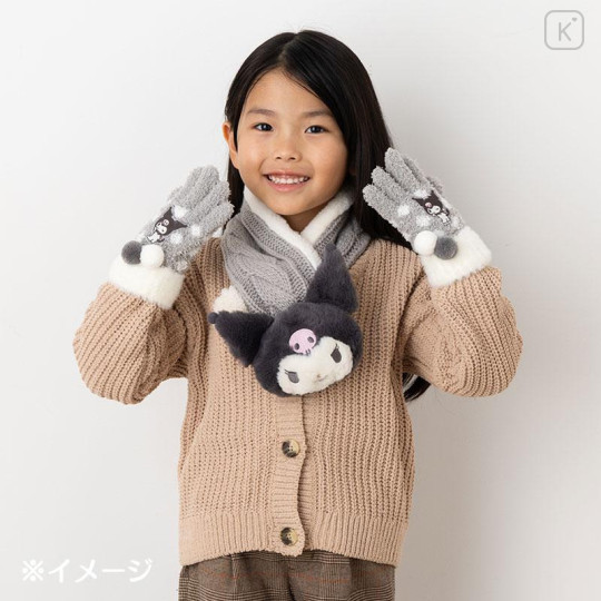Japan Sanrio Original Kids Knit Scarf - Kuromi - 4