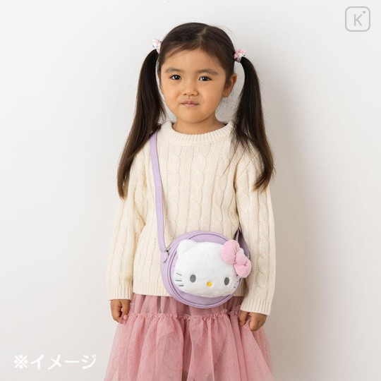 Japan Sanrio Original Kids Face-shaped Plush Pouch - Hello Kitty - 6