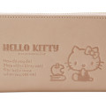 Japan Sanrio Genuine Leather Zip Wallet - Hello Kitty / Natural - 2