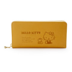 Japan Sanrio Genuine Leather Zip Wallet - Hello Kitty / Yellow