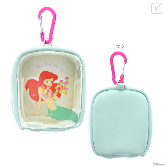 Japan Disney Mini Pouch with Carabiner - Little Mermaid Ariel - 1