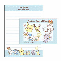 Japan Pokemon Letter Envelope Set - Poke Piece / Blue