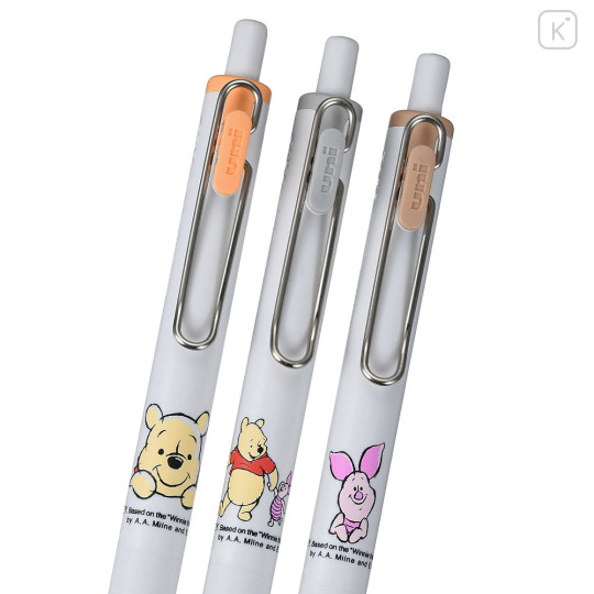 Japan Disney Store Uni-ball One Gel Pen 3pcs Set - Winnie the Pooh / Black＆Flower - 3