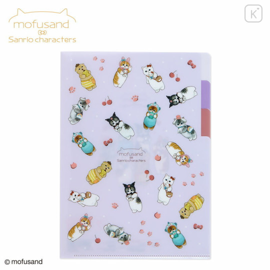 Japan Sanrio × Mofusand 3 Pockets A5 Clear File - Cat / Doll - 1