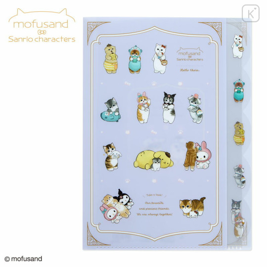 Japan Sanrio × Mofusand 5 Pockets A4 Clear File - Cat / Doll - 1