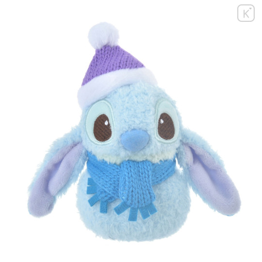 Japan Disney Store Fluffy Plush Keychain - Stitch : Christmas Snowman - 1