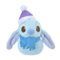 Japan Disney Store Fluffy Plush Keychain - Stitch : Christmas Snowman - 1