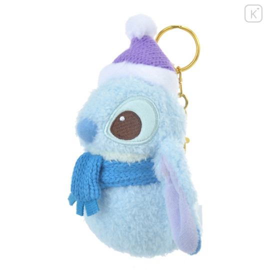 Japan Disney Store Fluffy Plush Keychain - Stitch : Christmas Snowman - 2