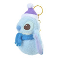 Japan Disney Store Fluffy Plush Keychain - Stitch : Christmas Snowman - 2