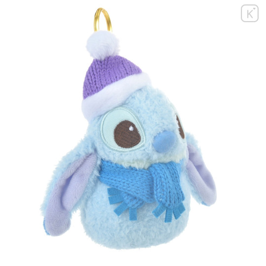 Japan Disney Store Fluffy Plush Keychain - Stitch : Christmas Snowman - 3