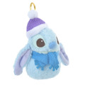 Japan Disney Store Fluffy Plush Keychain - Stitch : Christmas Snowman - 3