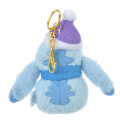 Japan Disney Store Fluffy Plush Keychain - Stitch : Christmas Snowman - 4