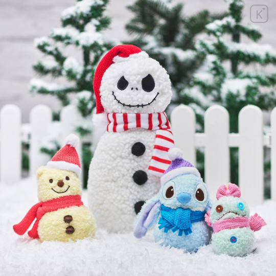 Japan Disney Store Fluffy Plush Keychain - Stitch : Christmas Snowman - 6