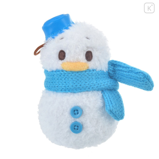 Japan Disney Store Fluffy Plush Keychain - Donald Duck / Christmas Snowman - 1