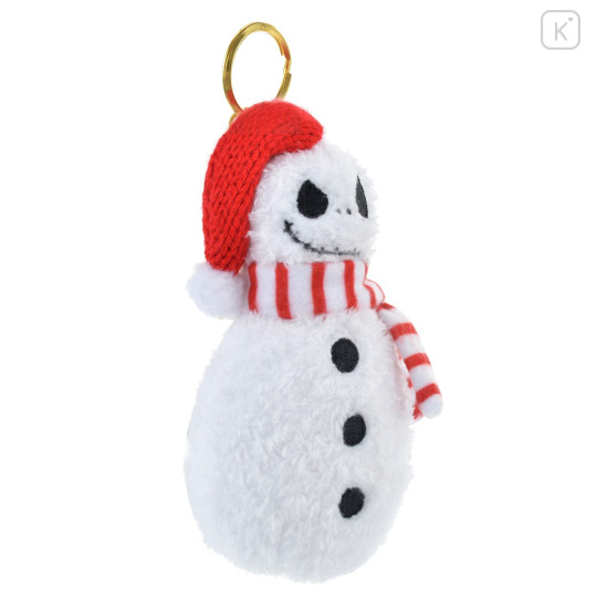 Japan Disney Store Fluffy Plush Keychain - Jack Skellington : Christmas Snowman - 3
