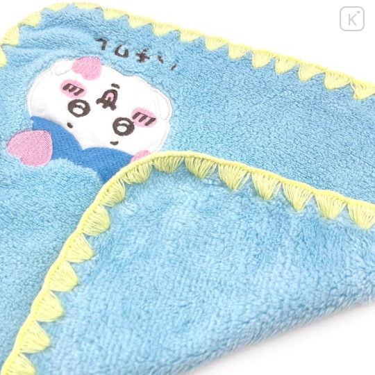 Japan Chiikawa Embroidery Mini Towel - Hachiware / Blue - 2