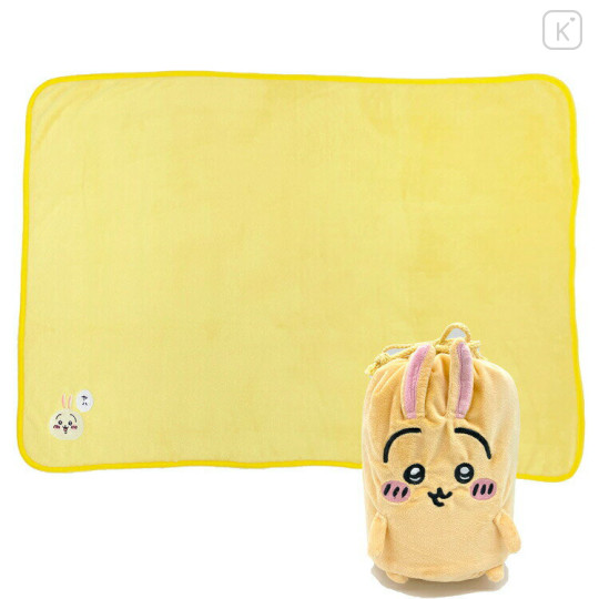 Japan Chiikawa Embroidery Blanket & Drawstring Bag - Rabbit / Yellow - 1